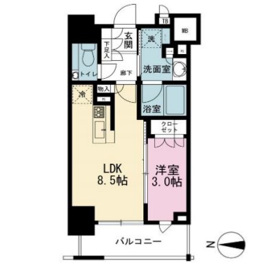 ブランズ文京本郷一丁目 5階 1LDKの間取り