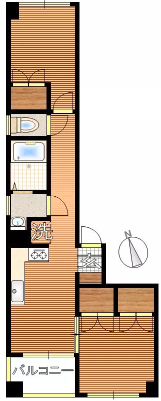 尾上ビル 2階 2DKの間取り