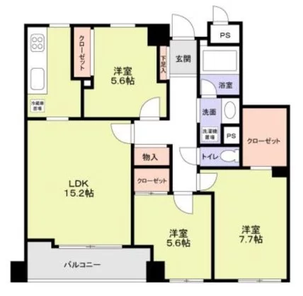 マルベリー小石川 3階 3LDKの間取り