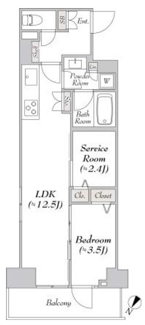 ルミーク文京千石 1階 1SLDKの間取り