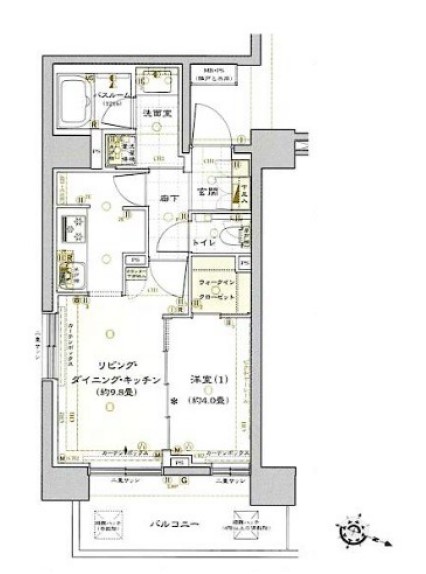 クリオ文京音羽 3階 1LDKの間取り