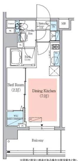 アーバネックス小石川春日 8階 1DKの間取り