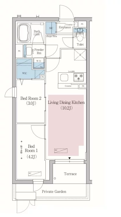【新築】アーバネックス文京小石川 1階 2LDKの間取り