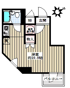 ライオンズマンション白山第3 2階 1Rの間取り