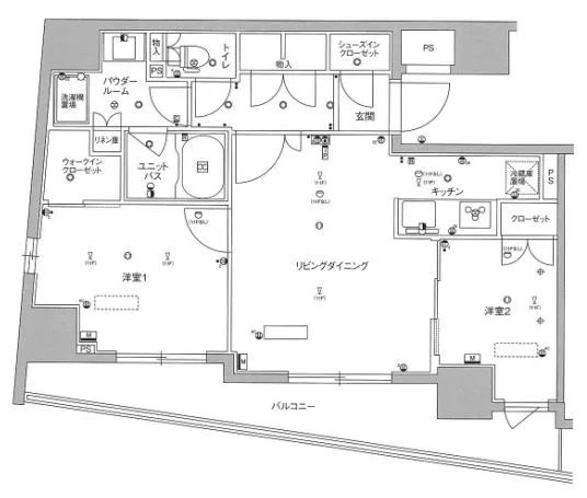 スカイコートパレス後楽園 10階 2LDKの間取り