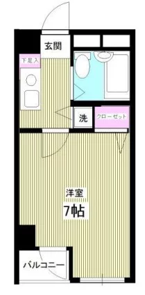 アクア江戸川橋 1階 1Kの間取り