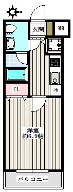 ステージファースト白山Ⅱ 3階 1Kの間取り