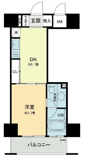 ベルファース本郷弓町 7階 1LDKの間取り