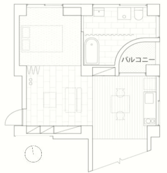 三組坂フラット 7階 1LDKの間取り
