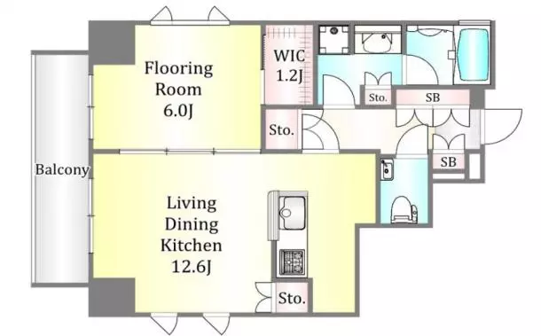 アトラス本郷赤門前 4階 1LDKの間取り
