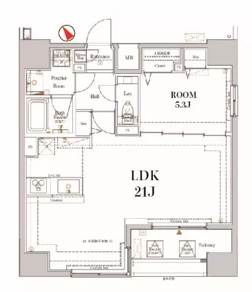 Log文京SENDAGI(ログ文京千駄木) 11階 1LDKの間取り