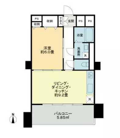 ドミール千駄木 10階 1LDKの間取り