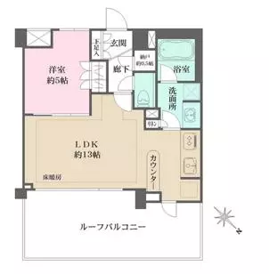 小石川ザ・レジデンスイーストスクエア 5階 1LDKの間取り