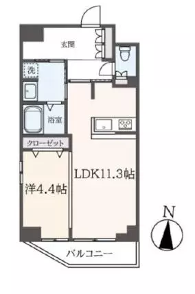 ルネサンスコート文京白山 7階 1LDKの間取り