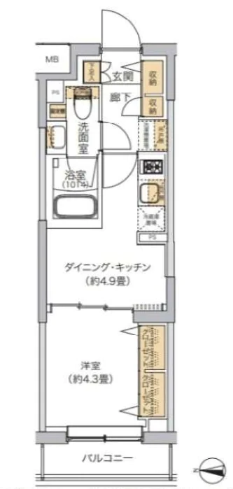 リビオメゾン湯島 1階 1DKの間取り