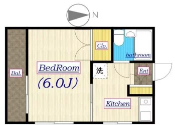 ドゥムーレ文京 3階 1Kの間取り