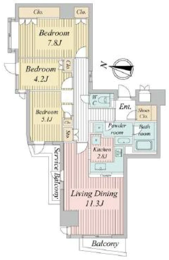 KDXレジデンス千駄木 9階 3LDKの間取り