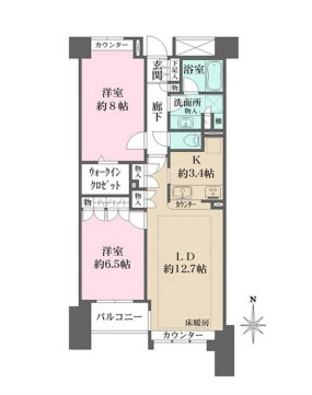 本郷真砂パークハウス弐番館 6階 2LDKの間取り