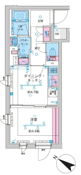 GENOVIA新大塚(ジェノヴィア新大塚) 2階 1Kの間取り