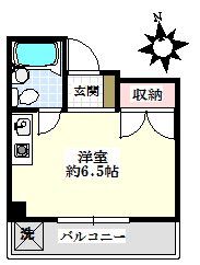 相良ビル 3階 1Rの間取り