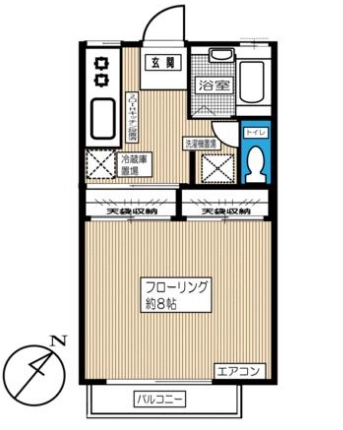 コーポウィスタリア 2階 1Kの間取り