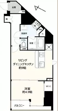 プレセダンヒルズ文京本駒込 5階 1LDKの間取り