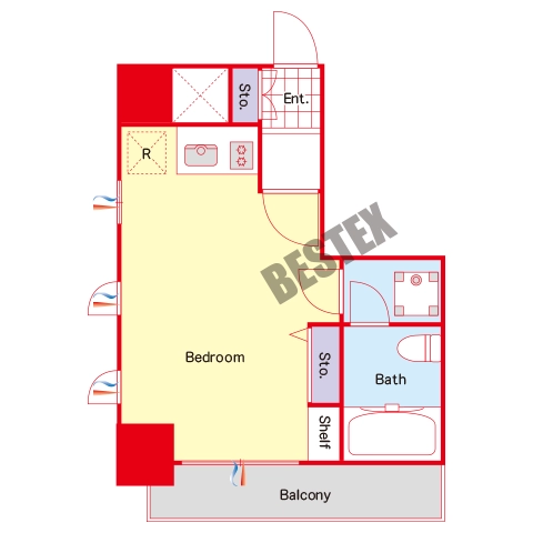 シンシア護国寺ステーションプラザ 9階 1Rの間取り
