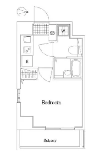 クレアシオン後楽園 4階 1Kの間取り