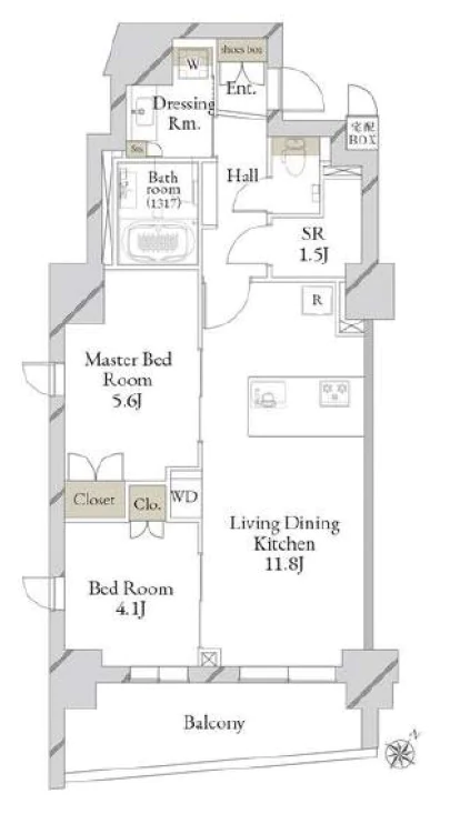 Live Casa 文京千石 premier 3階 2SLDKの間取り