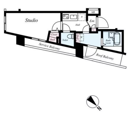 アーバイル文京本駒込 7階 1Kの間取り