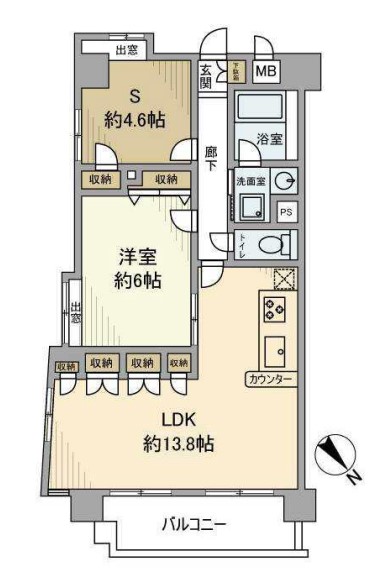 クレド小日向 5階 1SLDKの間取り