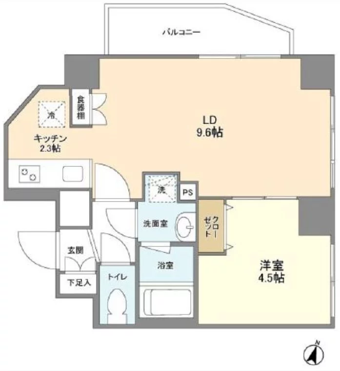 MAハイツ茗荷谷 6階 1LDKの間取り