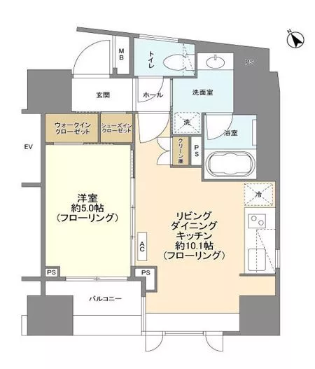 ベルジェンド文京千駄木グレイス 12階 1LDKの間取り