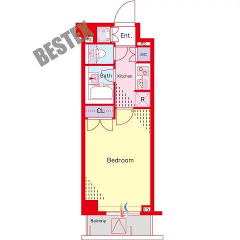 ビーロット小石川レジデンス 1階 1Kの間取り