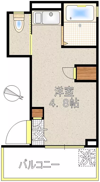 フラット根津 3階 1Rの間取り