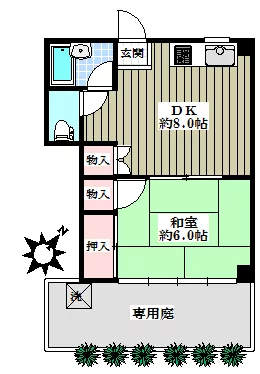 丸田ビル 1階 1DKの間取り