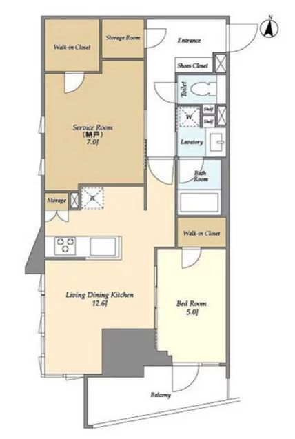 LaSante文京千駄木(ラサンテ文京千駄木) 5階 1SLDKの間取り