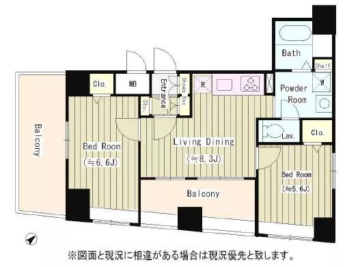 フィーカ千石 5階 2DKの間取り