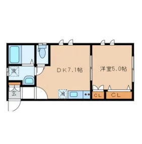 グリシーヌ目白台 2階 1DKの間取り