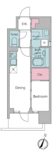 【築浅】デュオフラッツ飯田橋EAST(DUO FLATS Iidabashi EAST) 7階 1DKの間取り