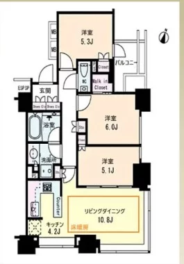 シティタワー九段下 7階 3LDKの間取り