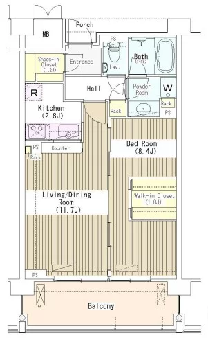 マチュリティ小石川 4階 1LDKの間取り