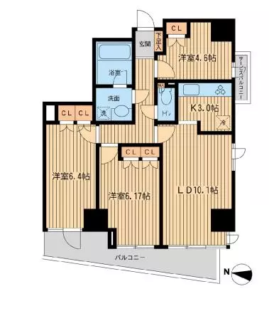 KDXレジデンス千駄木 3階 2SLDKの間取り