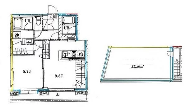 クーカイ・テラス茗荷谷 4階 1LDKの間取り