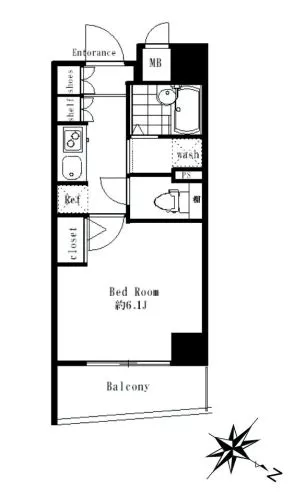 シンシア御茶ノ水 3階 1Kの間取り