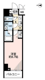 プレール・ドゥーク文京湯島 11階 1Kの間取り