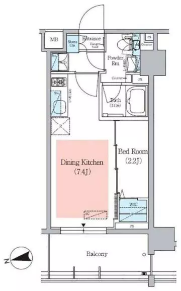 アーバネックス小石川春日 4階 1DKの間取り