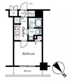 ステージグランデ茗荷谷 10階 1Kの間取り