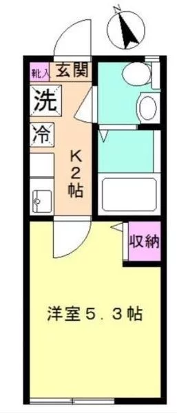 【築浅】チャルテ茗荷谷 2階 1Kの間取り