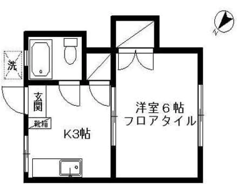 メゾンフルール 1階 1Kの間取り